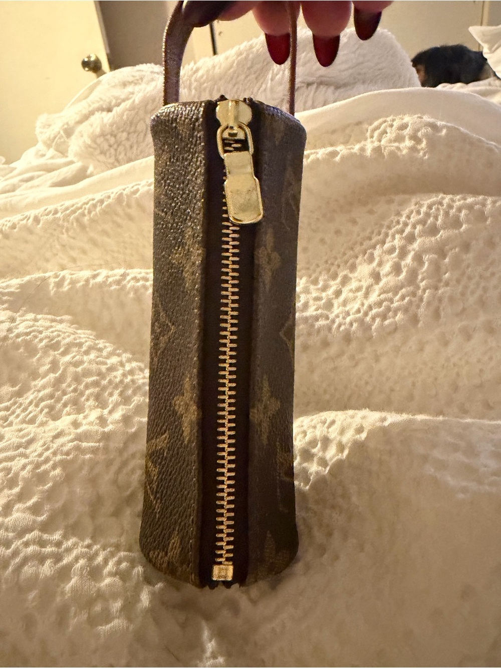 Brown Monogram Zippered Pouch